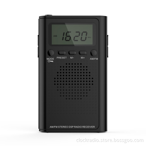 Outdoor Portable Mini Pocket AM/FM Clock Radio with LCD Display